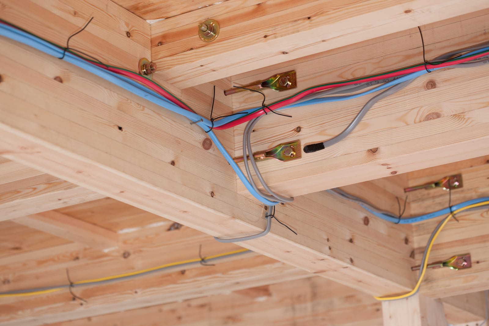 Electrical wiring work of housing construction.